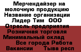 Мерчендайзер на молочную продукцию › Название организации ­ Лидер Тим, ООО › Отрасль предприятия ­ Розничная торговля › Минимальный оклад ­ 20 000 - Все города Работа » Вакансии   . Тыва респ.